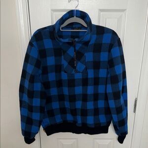 Blue and Black Checkered Men's Sweater